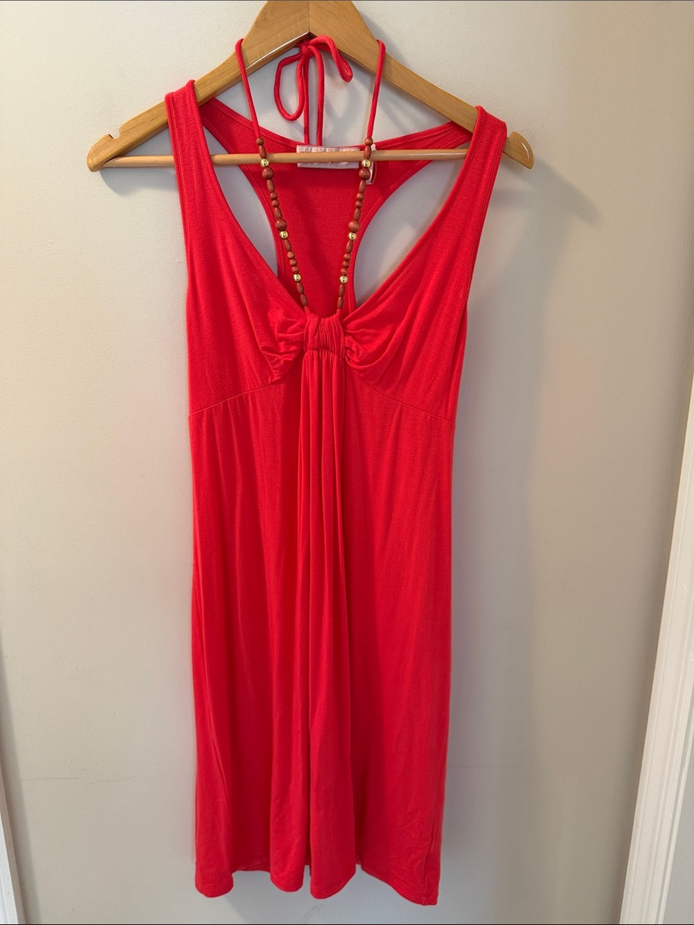GUESS Women's orange Sleeveless Knot-Front Halter Dress
